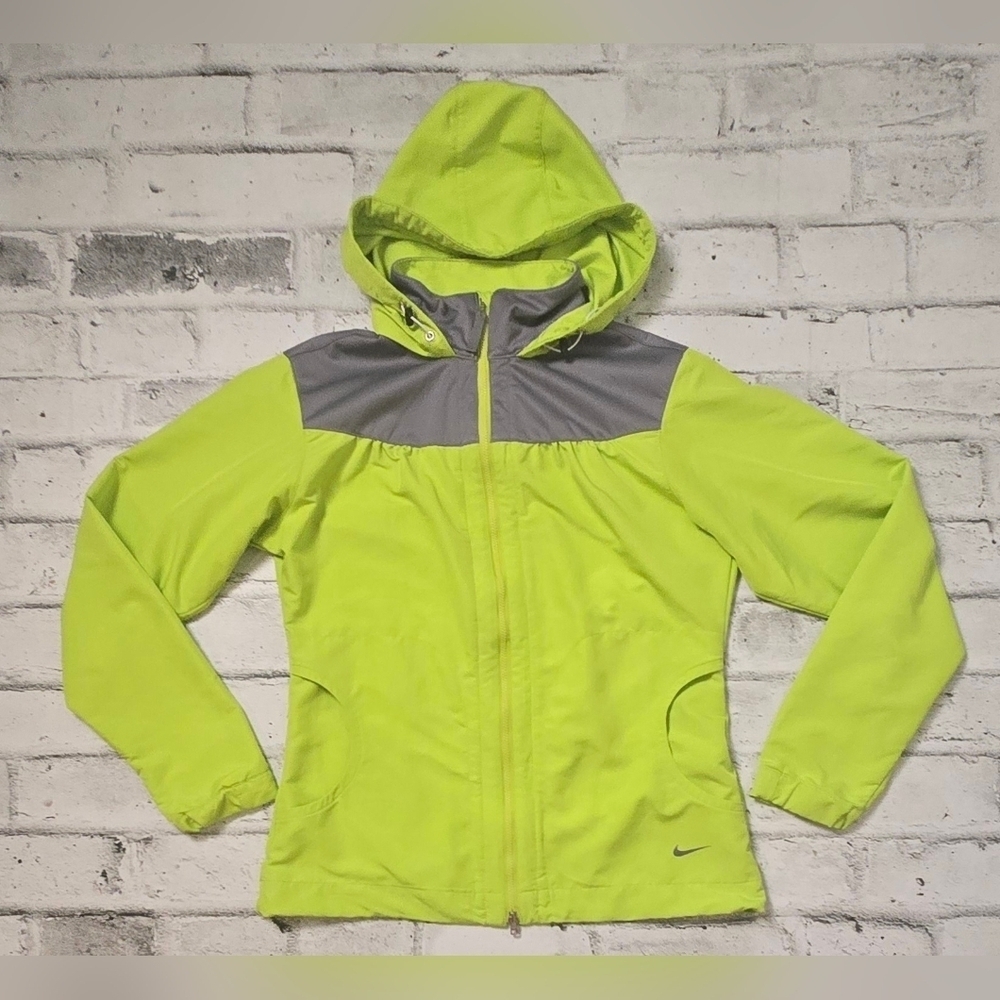 Nike Golf Lightweight Hooded Jacket Womens Small Lime Green Gray - Picture 3 of 10
